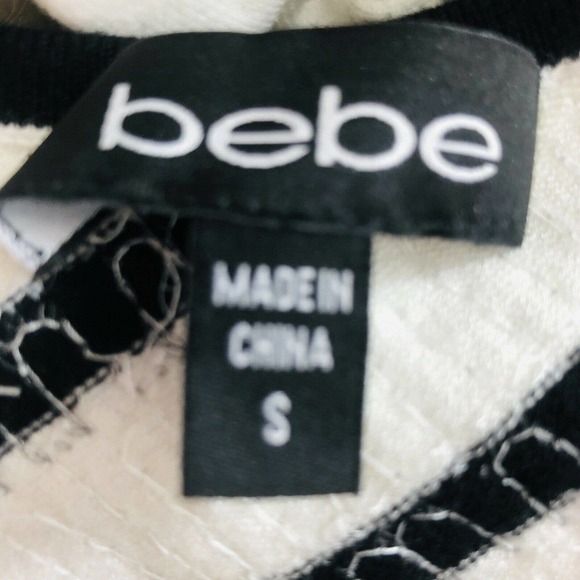 Women's Bebe White & Black Sequins Body Con Evening Party Dress Size Small - Picture 3 of 7